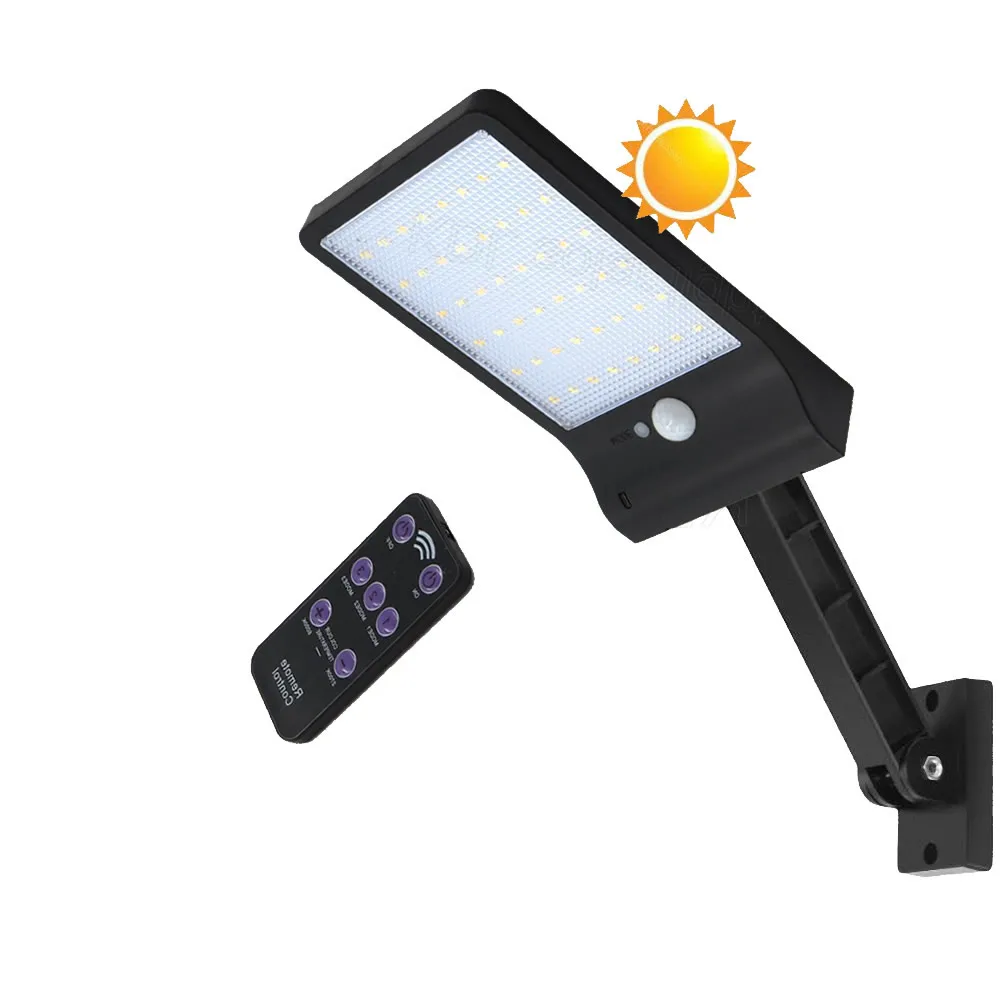 

36/48 LED Solar Powered Motion Sensor Security Lamp Waterproof IP65 Outdoor Garden Light remote control rotate bracket street