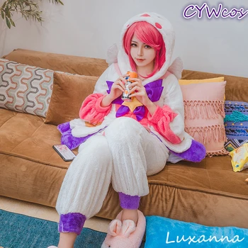

Hot! LOL the Lady of Luminosity Luxanna Crownguard Lux Pajamas Guardian Sleepwear Cosplay Costume Women Winter NightSuits