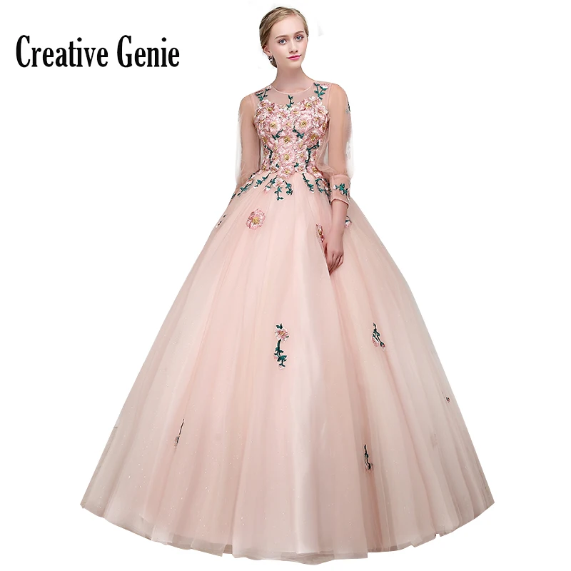 Vestido 2018 розовые платья для выпускного бальное платье принцессы с аппликацией на