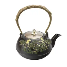 1Л японский литой железный чайник сосновый кран Япония кунг-фу чайник ручная роспись посуда для напитков чайник