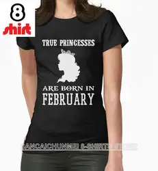 2018 Новое поступление Специальное предложение Blusa Tumblr прикольные футболки онлайн 100% хлопок True принцесс рождаются в феврале T