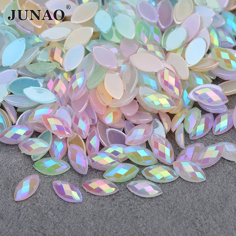 

JUNAO 3*6mm 4*8mm Colorful AB Nail Art Rhinestone Horse Eye Strass Flatback Acrylic Applique Glue On Face Crystal Stones Crafts