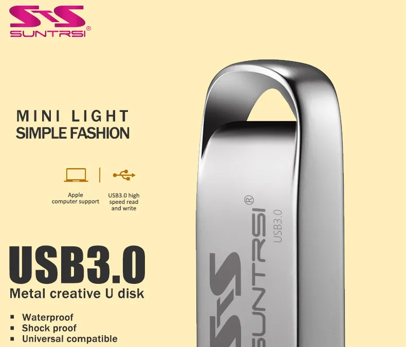 Suntrsi USB 3,0 128 Гб 64 Гб USB флеш-накопитель USB металлическая Флешка Водонепроницаемая usb Флешка 32 ГБ 16 ГБ 8 ГБ Мини-флешка высокая скорость