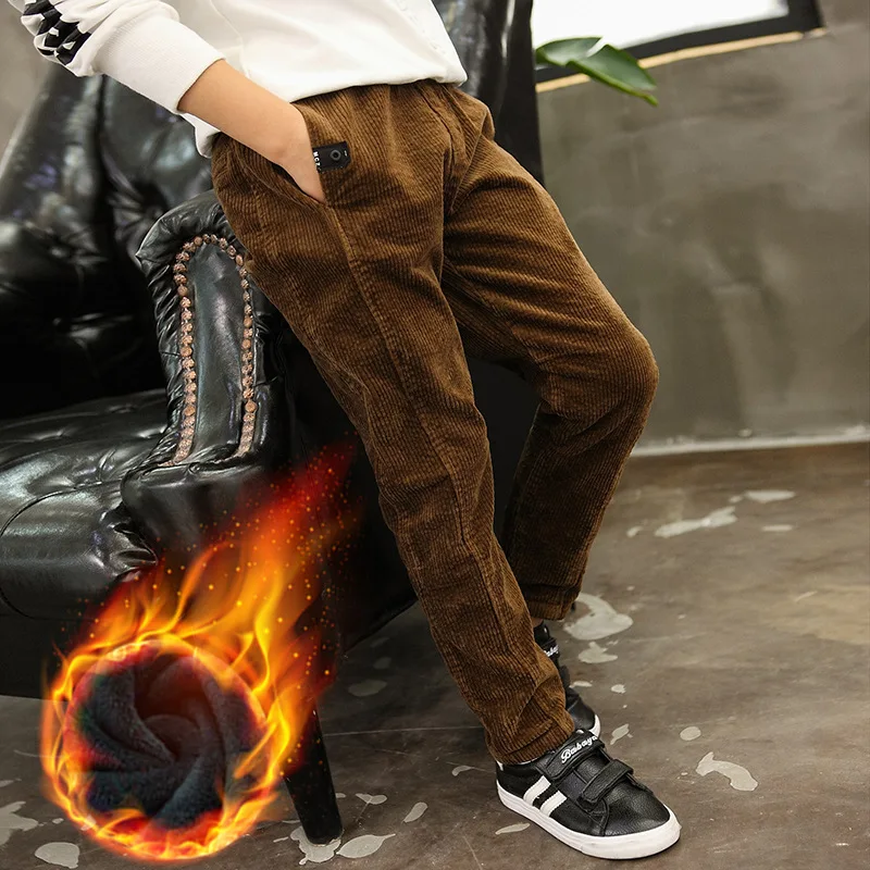 

Solid Cotton Fleece Pants Boys Casual Trousers Kids Winter 2018 Mid Waist Warm Trouser Children School Bottom Clothes 8 10 12 Y