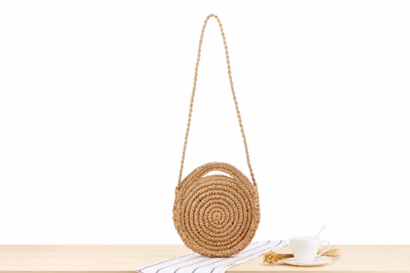 Женская круговая Повседневная сумка из ротанга Ins летняя сумочка ручная работа на плечо с Балийским пляжем тканая богемная сумка