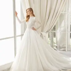 2019 свадебное платье Vestido de novia свадебное платье Vestido de casamento молния сзади суд Поезд о декольте высокое качество HA072