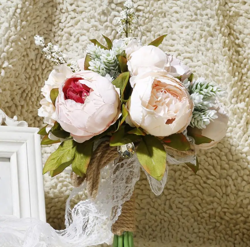 AYiCuthia розовый белый свадебный букет ручной работы искусственный цветок роза Свадебный букет для украшения свадьбы S113 - Цвет: style 1