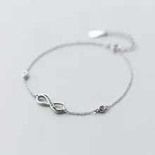 1 шт. реально. 925 стерлингового серебра символ бесконечности вечной любви узел браслет с круглым cz Регулируемый ювелирные изделия навсегда любовь GTLS308