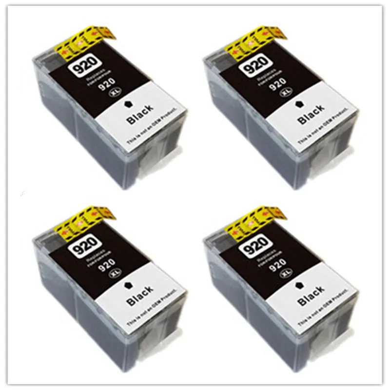 hisaint 4 Pcs For HP 920 920 XL Black Ink Cartridge For Officejet 6500/