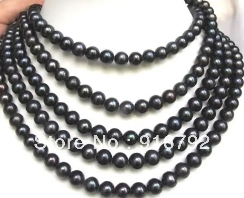 

free shipping >>>>> AAA PERFECT 9-mm BLACK SOUTH SEA PEARL NECKLACE 100