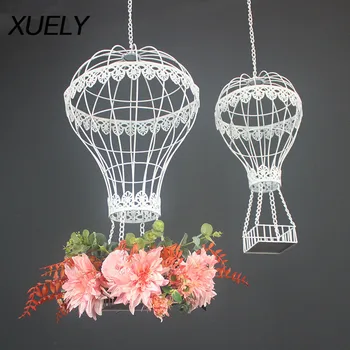 

XUELY New wedding props Artificial flower wrought iron balloon air pendant wedding stage decoration ceiling window photography