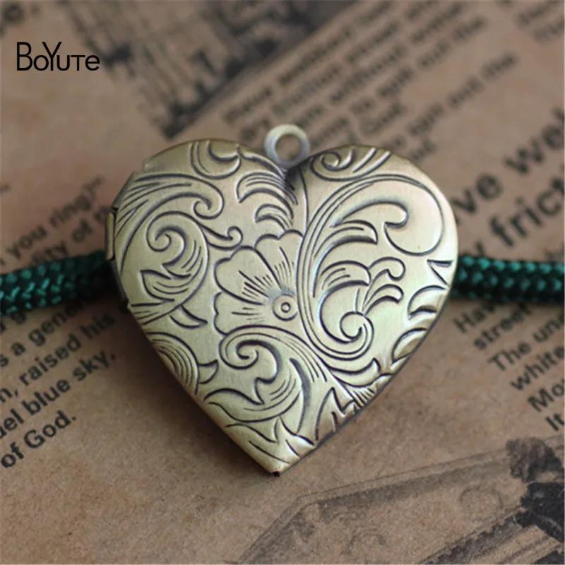 BoYuTe 10Pcs Metal Brass 296MM Heart Floating Locket Pendant Diy Hand Made Open Photo Locket Jewelry Accessories (2)