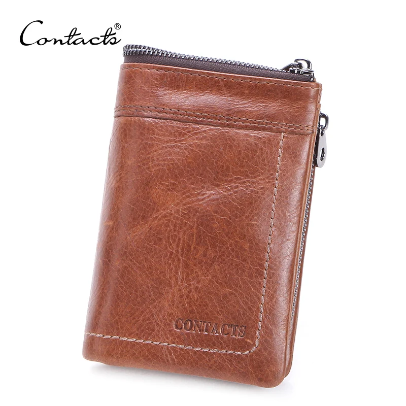 

CONTACT'S Genuine Leather Men Wallet Short Coin Purse Male Small Vintage Hasp Wallets High Quality Card Holders Cuzdan For Man