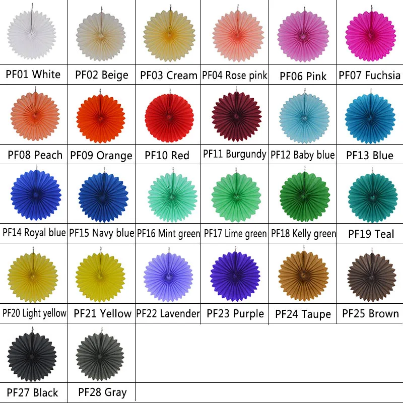 1pcs 20 25 30cm Tissue Paper Fan Baby Shower Hanging Flowers Paper