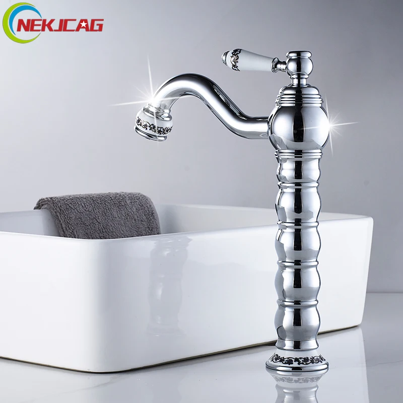 

Bathroom Basin Faucet Chrome Finished Mixer Water Taps Deck Mounted Free Shipping