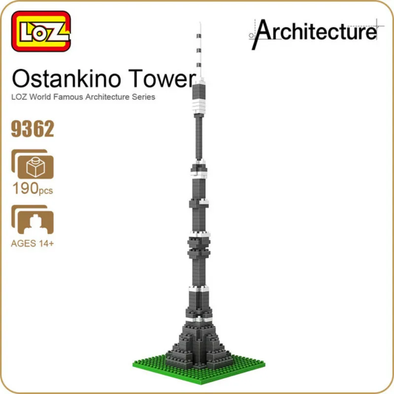 

LOZ Diamond Nano World Famous Architecture Ostankino Tower Moscow 3D Model Building Blocks Toys Christmas Gift for kid