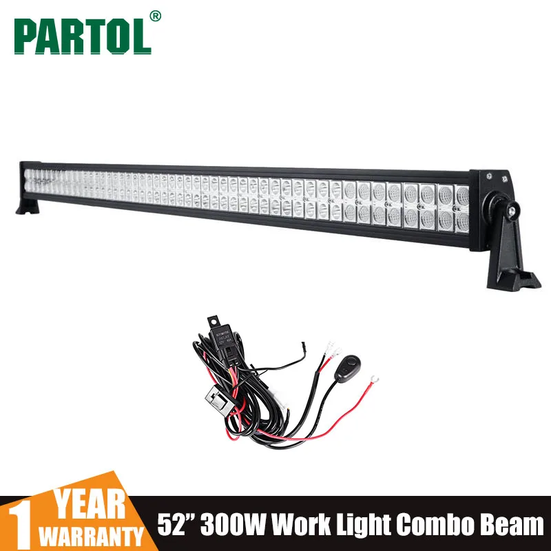 

Partol CREE Chips 300W 52" LED Light Bar Work Light for ATV SUV Auto LED Bar 4X4 4WD Pickup Offroad Driving Light Bar Combo Beam