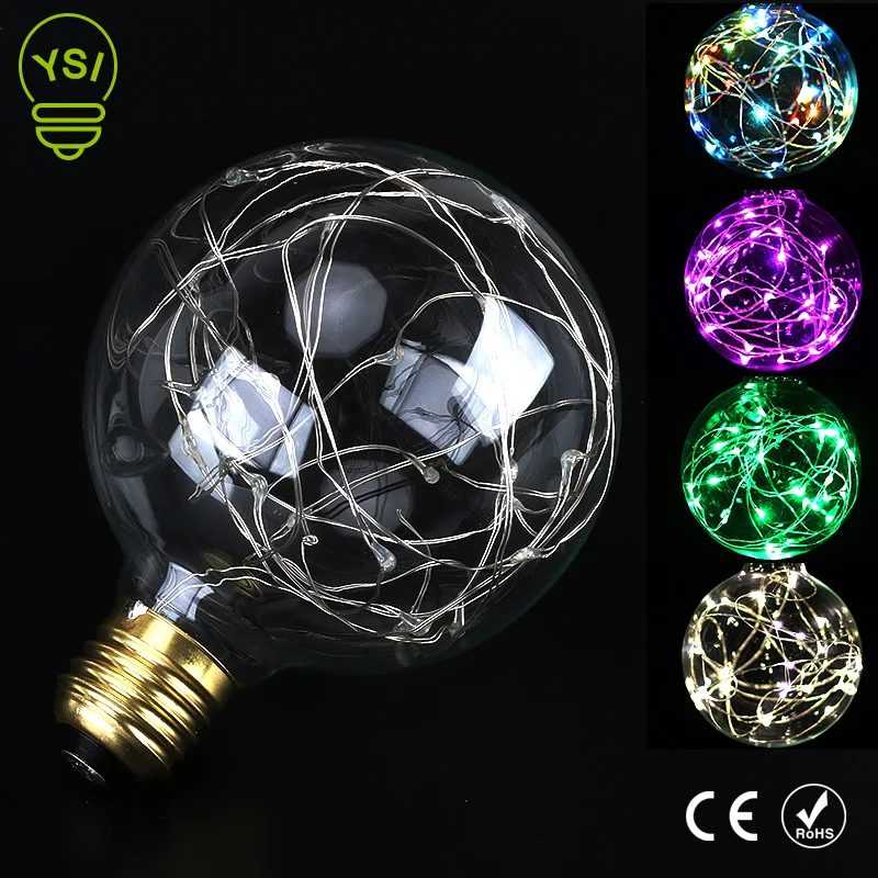 Винтажная сказочная Светодиодная лампа E27 G95 RGB светодиодная 110 В 220 накаливания
