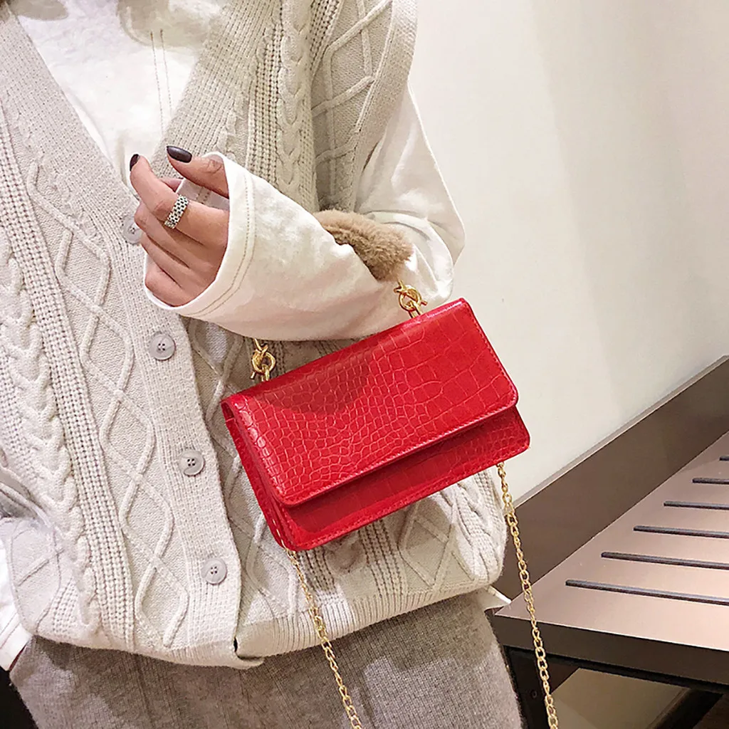 

Women Hand Bag Small Fashion Stone Crossbody Chain Bag Shoulder Bag PU Leather Mini Shoulder Bag 2019 Bolsas De Mujer#
