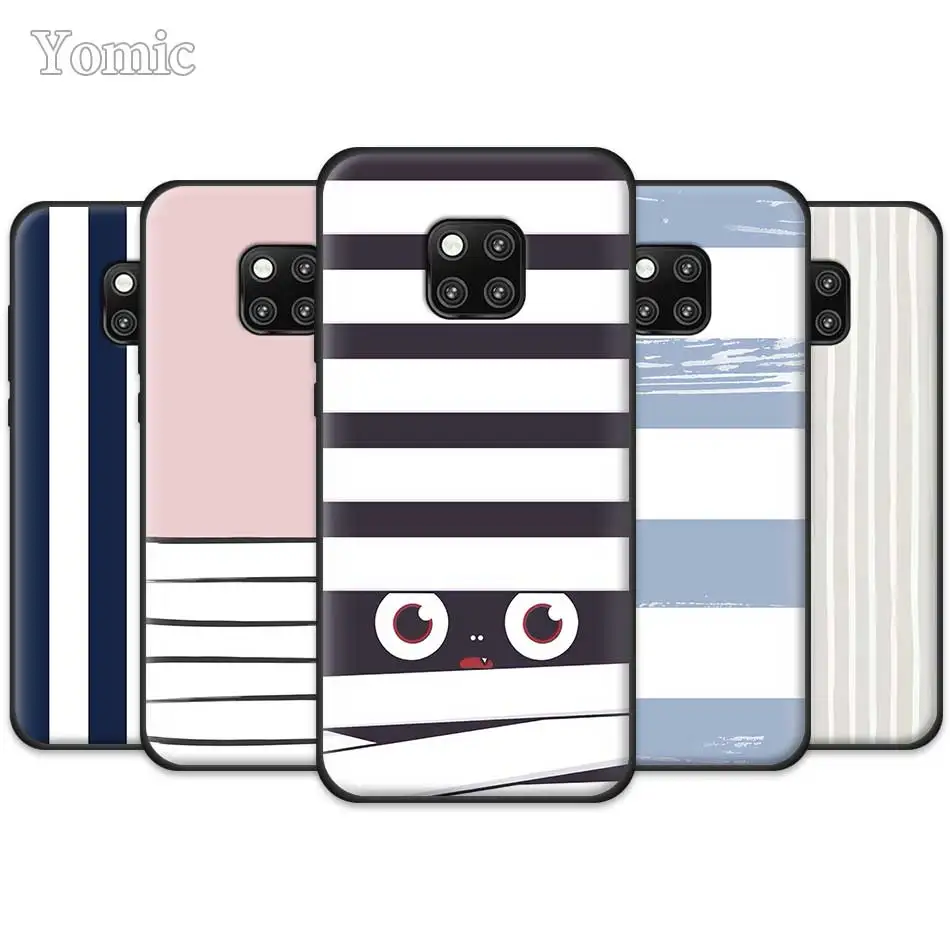 

TPU Soft Case for Huawei Mate 20 Pro 10 20 Lite Honor 20 Lite 20 Pro P20 P30 Pro White Stripe Color Silicone Phone Case Cover