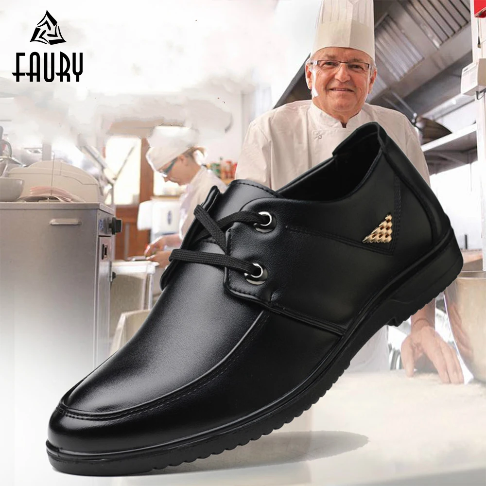 Tanie Chef kelner Shoes męskie antypoślizgowe olejoodporne restauracja Hotel zabezpieczenie w pracy buty oddychające wygodne obuwie kuchenne
