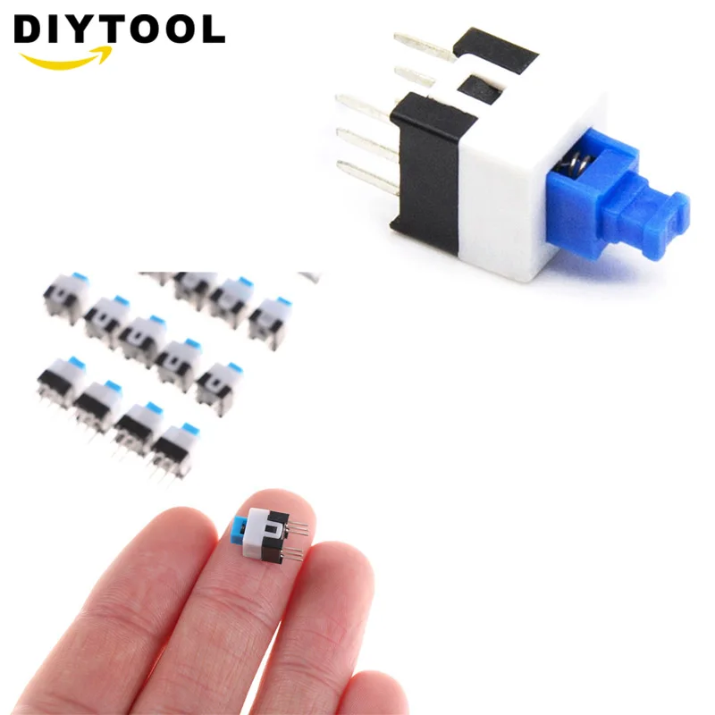 

10PCS/LOT 7X7mm Self Locking Push Tactile Power Micro Switch 6 Pin Button Switches Each 7*7mm Latching/ no lock