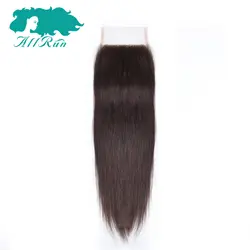 Allrun предварительно Цветной Бразильский прямые волосы Кружева Закрытие 4*4 Одна деталь 2 # 100% человеческих волос- remy