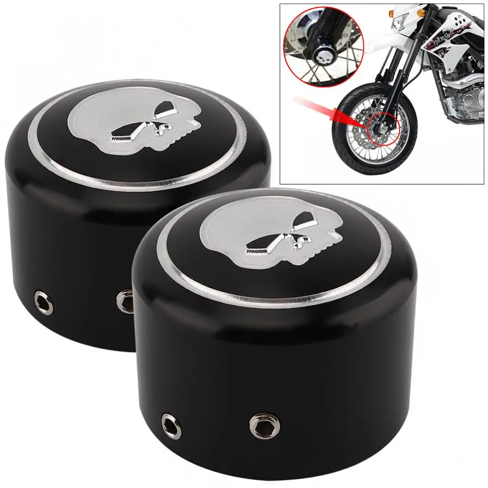 

1 Pair CNC Aluminum Motorcycle Front Axle Nut Cover with Skull Pattern and Screws for Harley Sportster XL883 XL1200 X48
