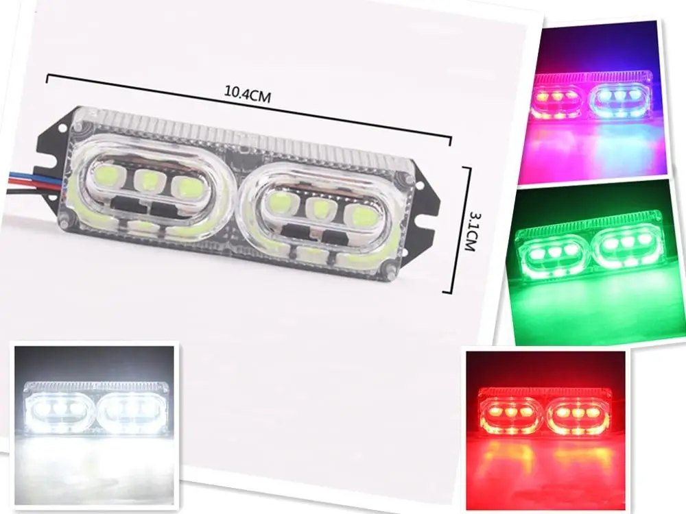 10,4*3,1 см 3W светодиодный светильник бар аварийного проблесковый маячок стробоскоп Предупреждение рабочий светильник безопасной езды светодиодный светильник s 6 ламп