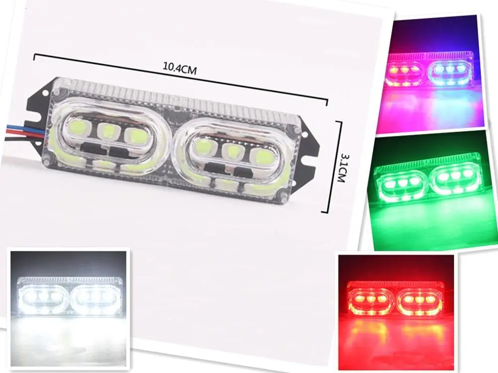 

10.4*3.1CM 3W LED Light bar Emergency Flashing Strobe Warning Work light Safe Drive LED Lights 6 LAMPS