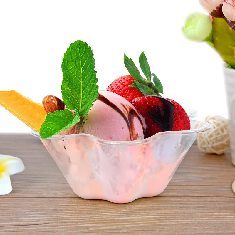 50pcs/lot Plum blossom Disposable Ice Cream Bowl Fruit Shaved ice