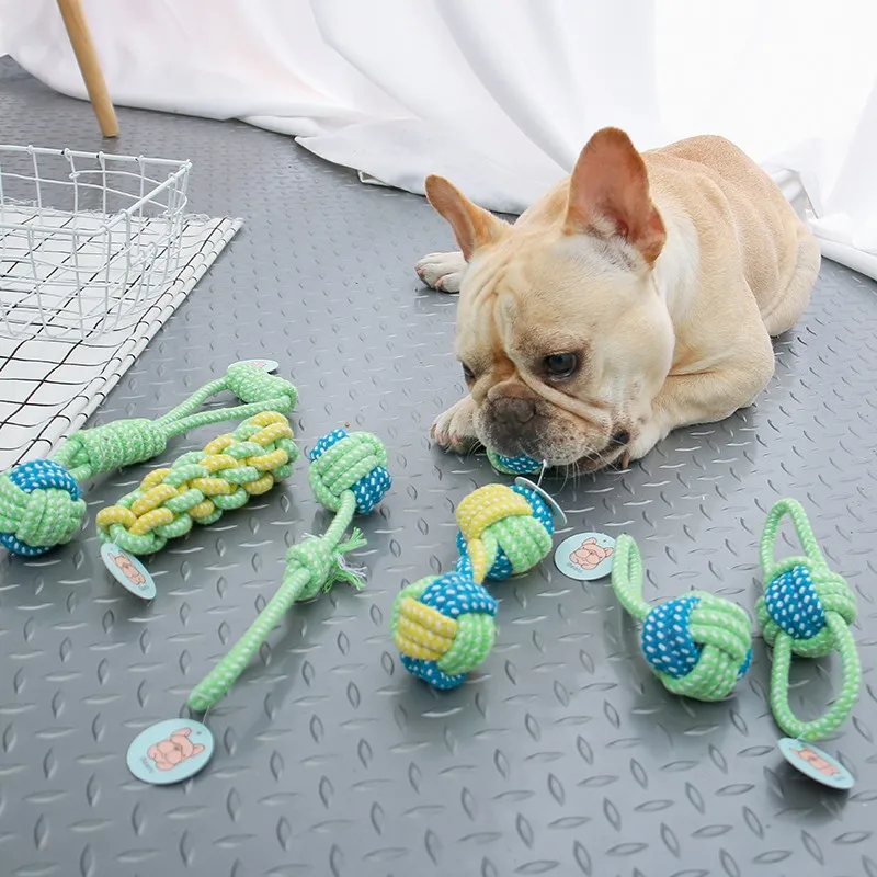 Хлопчатобумажный канат животные собаки игрушки чистить зубы игрушки для животных для маленьких и крупных собак, игрушка 7 штук набор дрессировка домашних животных игрушка для собак мопс-Бульдог