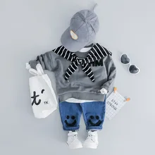 Весенне-осенняя одежда для маленьких мальчиков и девочек футболка с длинными рукавами+ штаны хлопковые костюмы из 2 предметов комплекты детской одежды спортивные костюмы для малышей