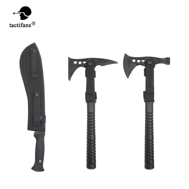 

Soft Plastic Grip With Rubber Knife Model Decoration Training Cosplay Film with Molle Vest Television Props Axe Knife Paintball