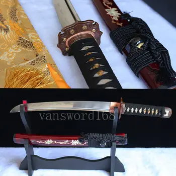 

Hand forged top quality real Tanto Clay Tempered Blade Japanese Samurai Sword.