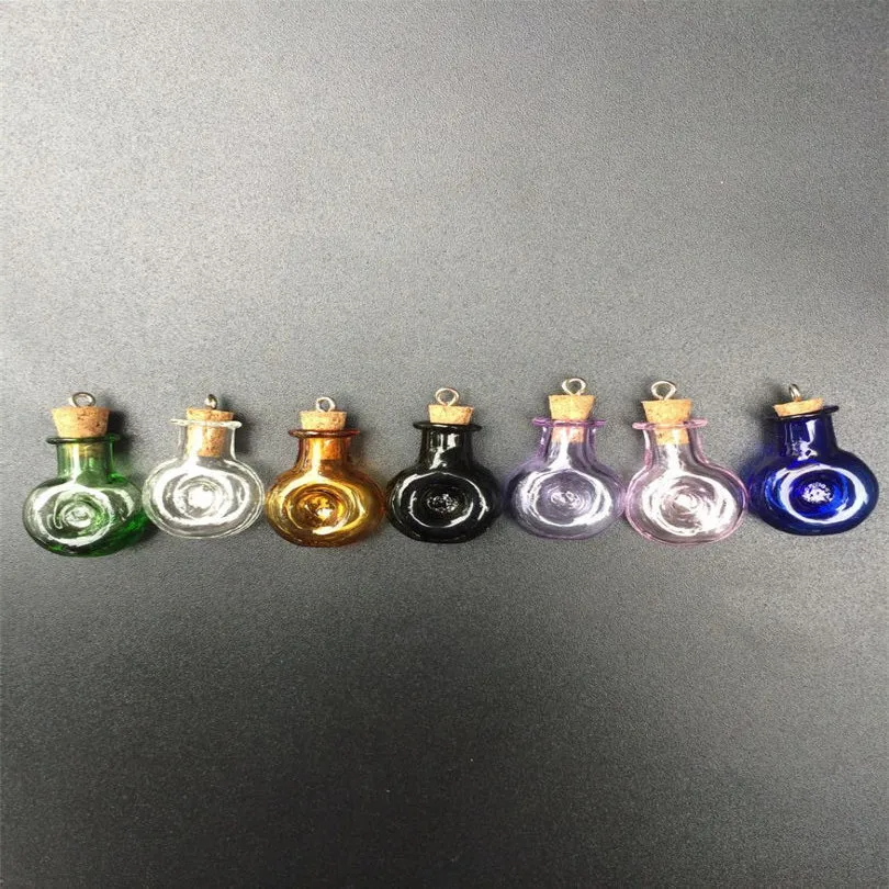 Mini Winebottle Pendant With Metal Loop Small Colors Art Bottles Handmade Gift Party Cute Bottles Mix 7Colors4