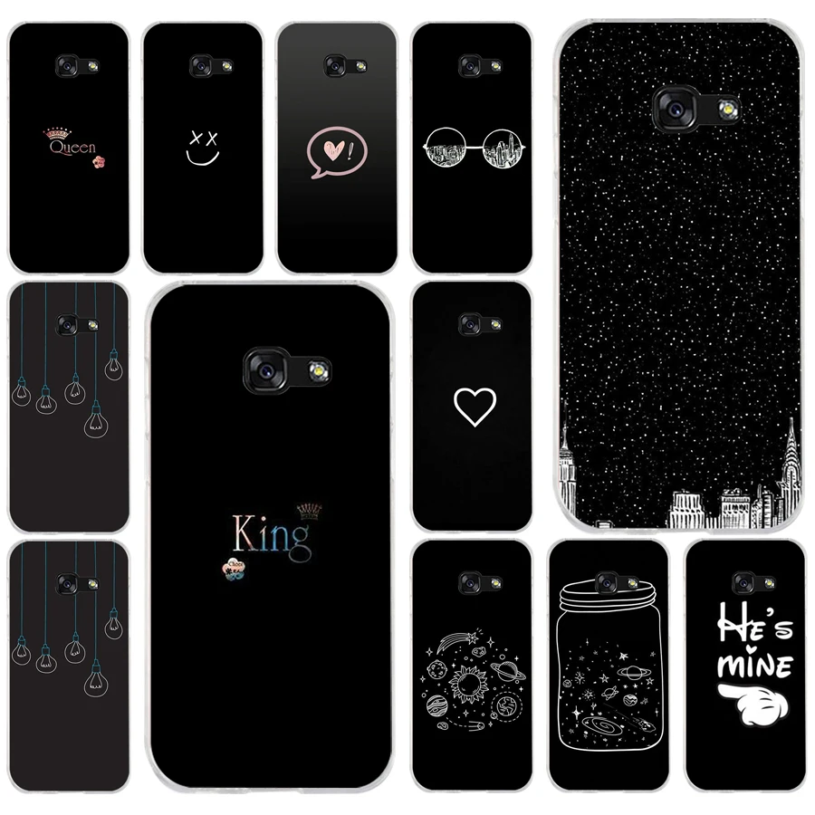 

189F King Queen Letter Crown Pattern Soft Silicone Tpu Cover phone Case for Samsung a3 2016 a5 2017 a6 plus a7 a8 2018 s6 7 8 9