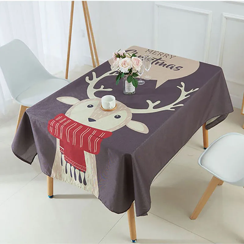 

Christmas Style Table Cloth Colorful Santa Claus Elk Printed Rectangular Tablecloth Christmas Decoration Elegant Table Cover