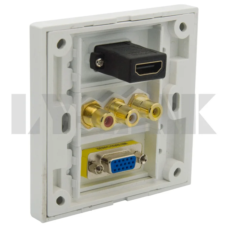 Настенная пластина HDMI VGA 3RCA AV с гнездовым разъемом|av wall plates|wall platehdmi vga plate |