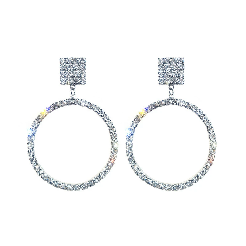 Горячие продажи высококачественные элегантные Кристальные сережки круглые серебряные серьги-капли Свадебные вечерние серьги для женщин креативные ювелирные изделия