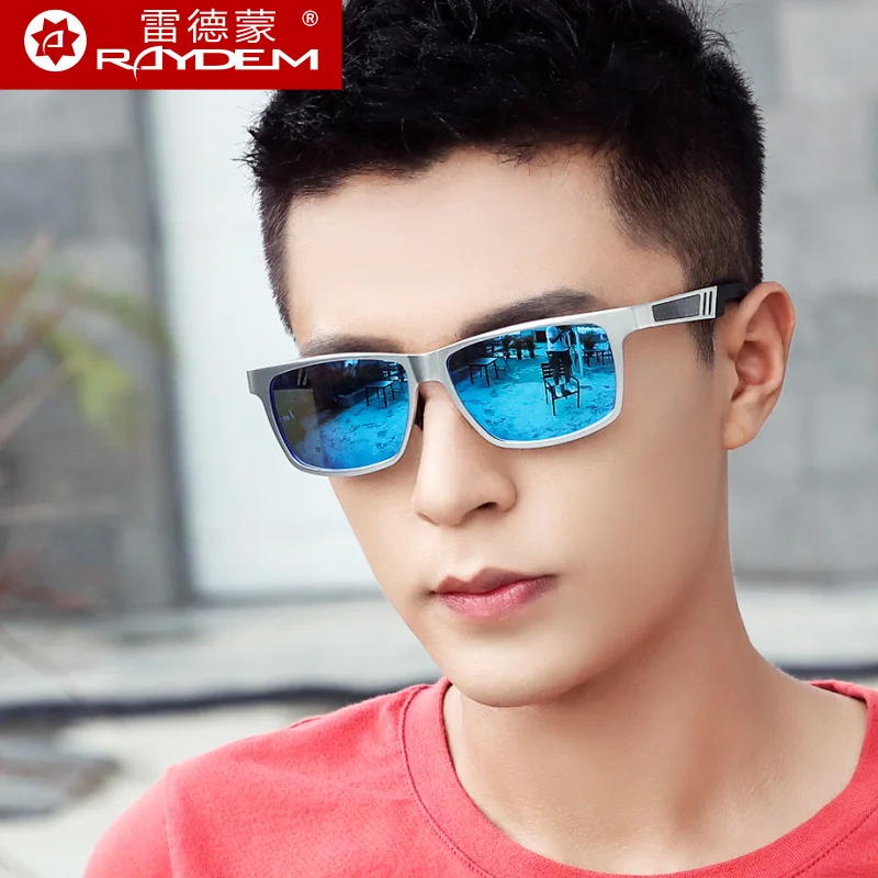 Прямые продажи, мужские прямоугольные солнцезащитные очки Polaroid, новинка, мужские поляризованные очки для вождения, тренд - Цвет линз: Silver Blue