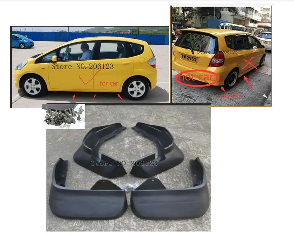 

Set Molded Mud Flaps For Honda Fit Jazz Hatchback 2004 2005 2006 2007 2008 Mudflaps Splash Guards Front Rear Mud Flap Mudguards