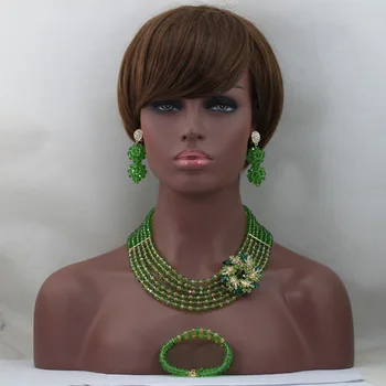 

African Green Beads Nigerian Party Jewelry Set for Women Fashion Jewelry Wholesale Price 2017 Free Shipping WD499