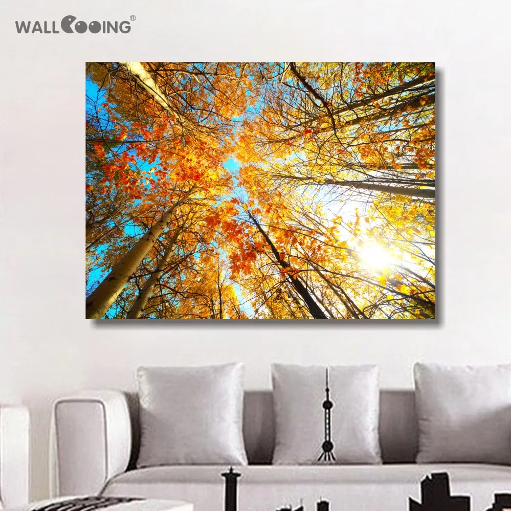 

Free Shipping Painting Panels Wall Art Canvas Green Tree Picture Home Decor Living room Printing Modern Artist's Canvas
