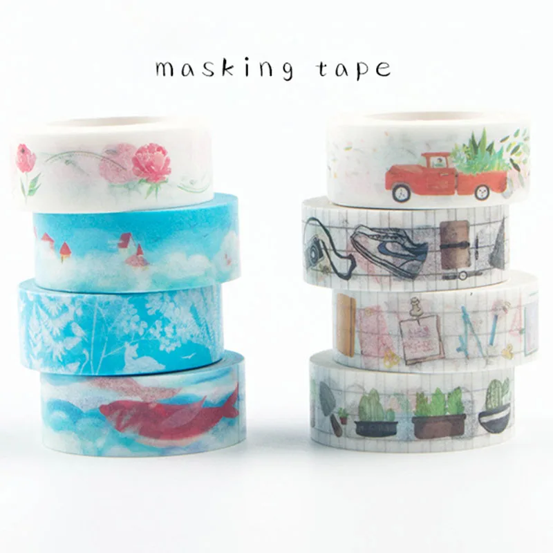 

Basic paper washi tape set 15mm*7m color decoration tape masking stickers Scrapbooking School supplies
