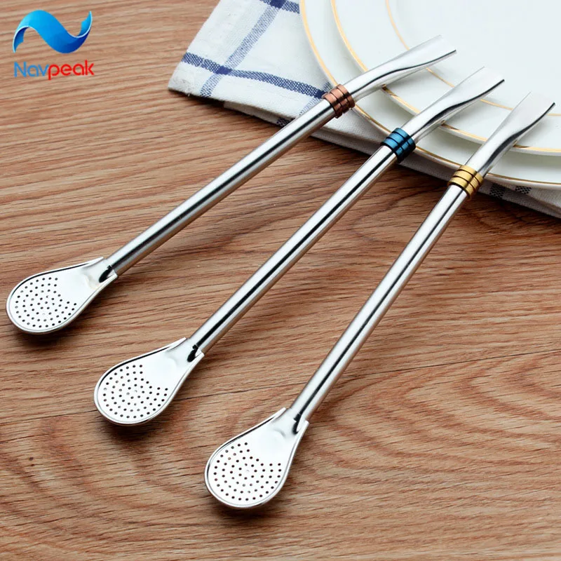 304 stainless steel straw spoon straws Malang tea filter spoon Coffee
