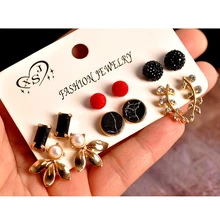 Новые, модные, женское Ювелирное Украшение из мультфильма «Холодное сердце» ; жемчуг красного и черного цветов серьги-пуссеты mashup 6 пар/компл. красивые серьги
