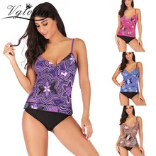 VGTOWN раздельное бикини размера плюс S-6XL танкини набор женский купальник из двух частей купальник с принтом купальное платье купальный костюм