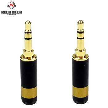 

2pcs 24K Gold Plated 3Poles 3.5mm Jack Audio Connector Stereo Plug 3.5mm Microphone Connector