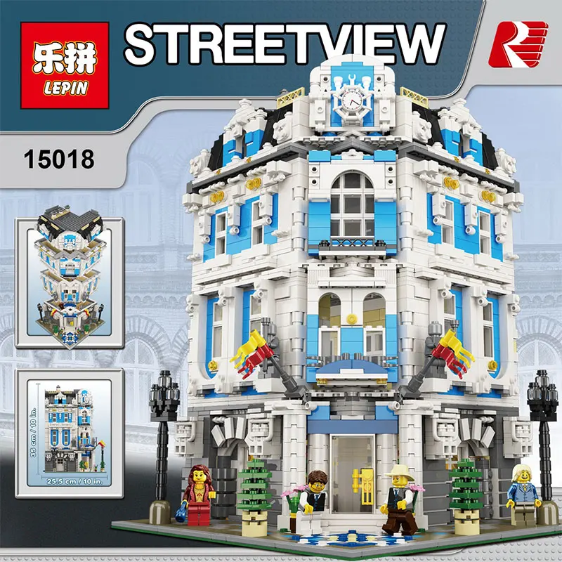 

New 3196pcs the legoinglys creator Lepin 15018 MOC City Series The Sunshine Hotel Set Building Blocks Bricks Educational Toys